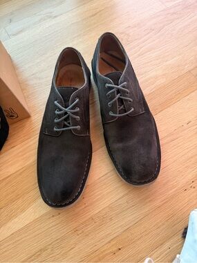 John Varvatos Men's Suede Sid Eva Derby shoes in Charcoal Gray